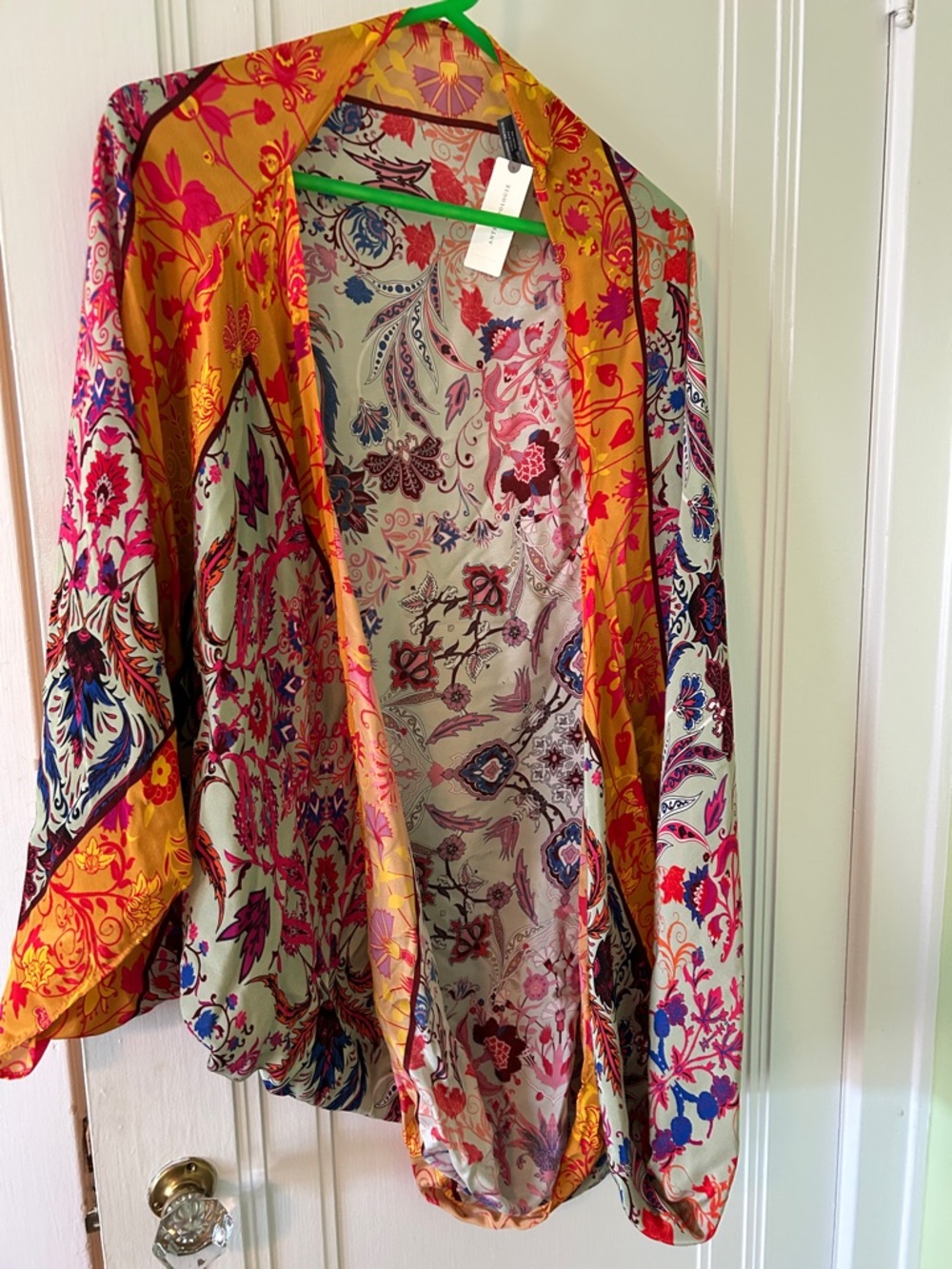 Anthropologie Multicolor Floral Paisley Open-Front Kimono Jacket